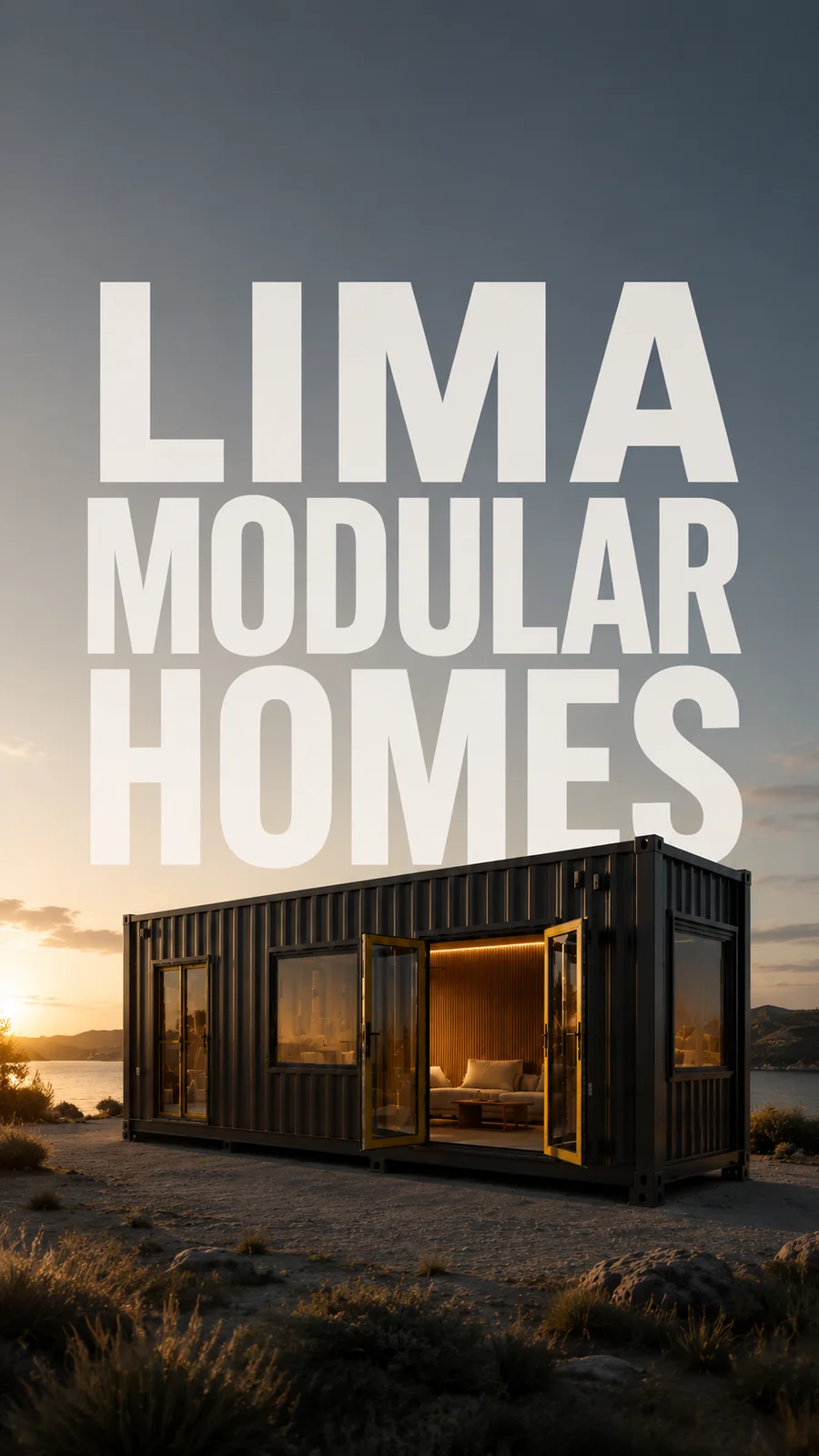 Lima Modular Homes — premium container home in the Australian landscape at dusk